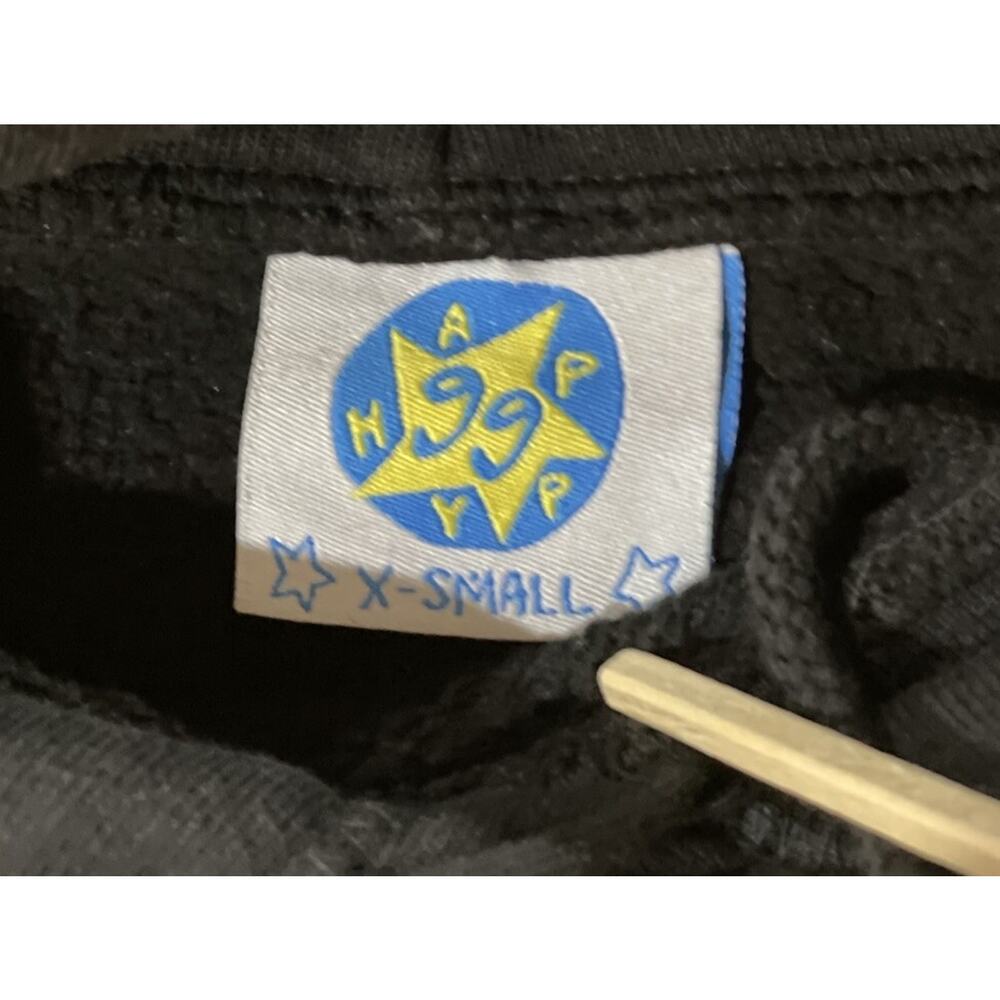 Happy99 Puff Print Black & Beige Graphic Hoodie Sz X-Small -Excellent Condition - Picture 10 of 15